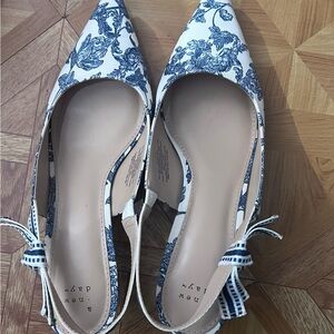 a new day Blue Floral Pointed Slingback Flats